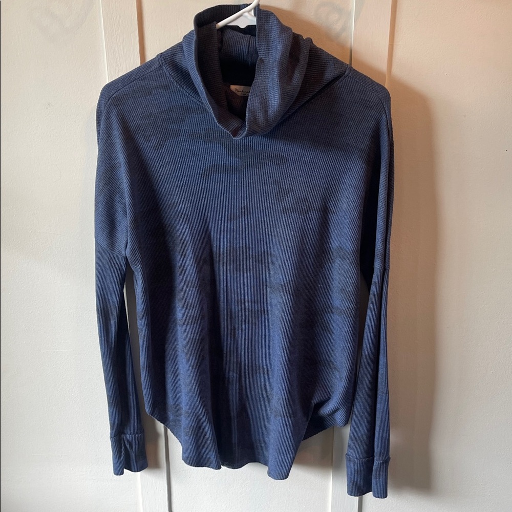 Michael stars Cowl Neck waffle long sleeve top